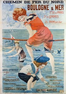 Cartaz que anuncia a estância balnear de Boulogne sur Mer, 1905